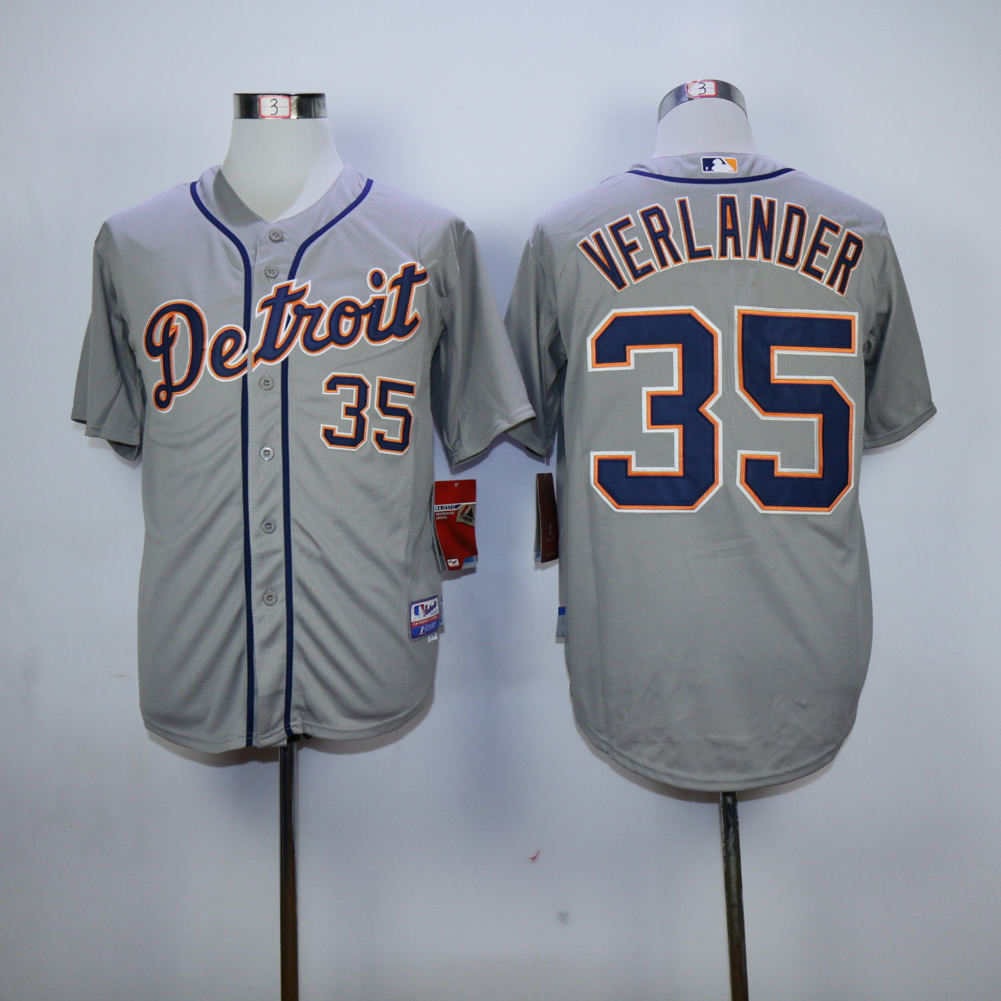 Men Detroit Tigers 35 Verlander Grey MLB Jerseys